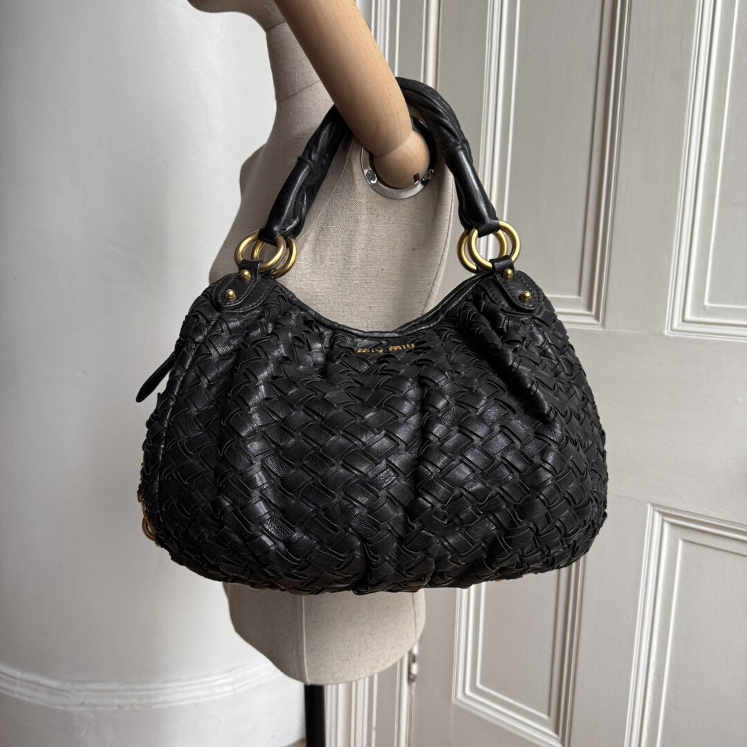 Miu Miu Quilted Leather Black Shoulder Bag
