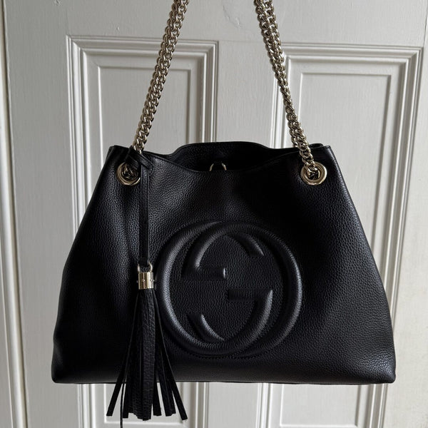 Gucci Soho Chain Leather Black Tote Bag