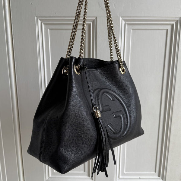 Gucci Soho Chain Leather Black Tote Bag