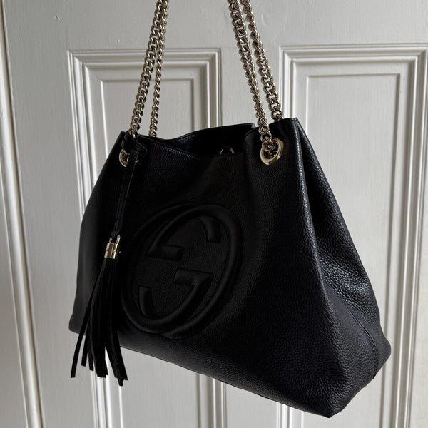 Gucci Soho Chain Leather Black Tote Bag