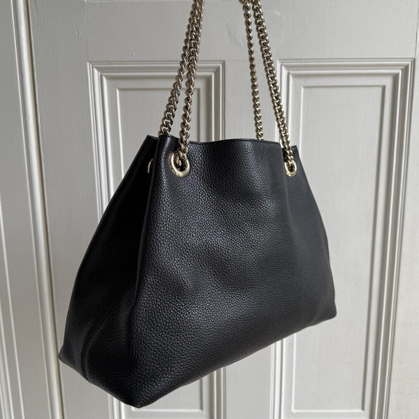 Gucci Soho Chain Leather Black Tote Bag