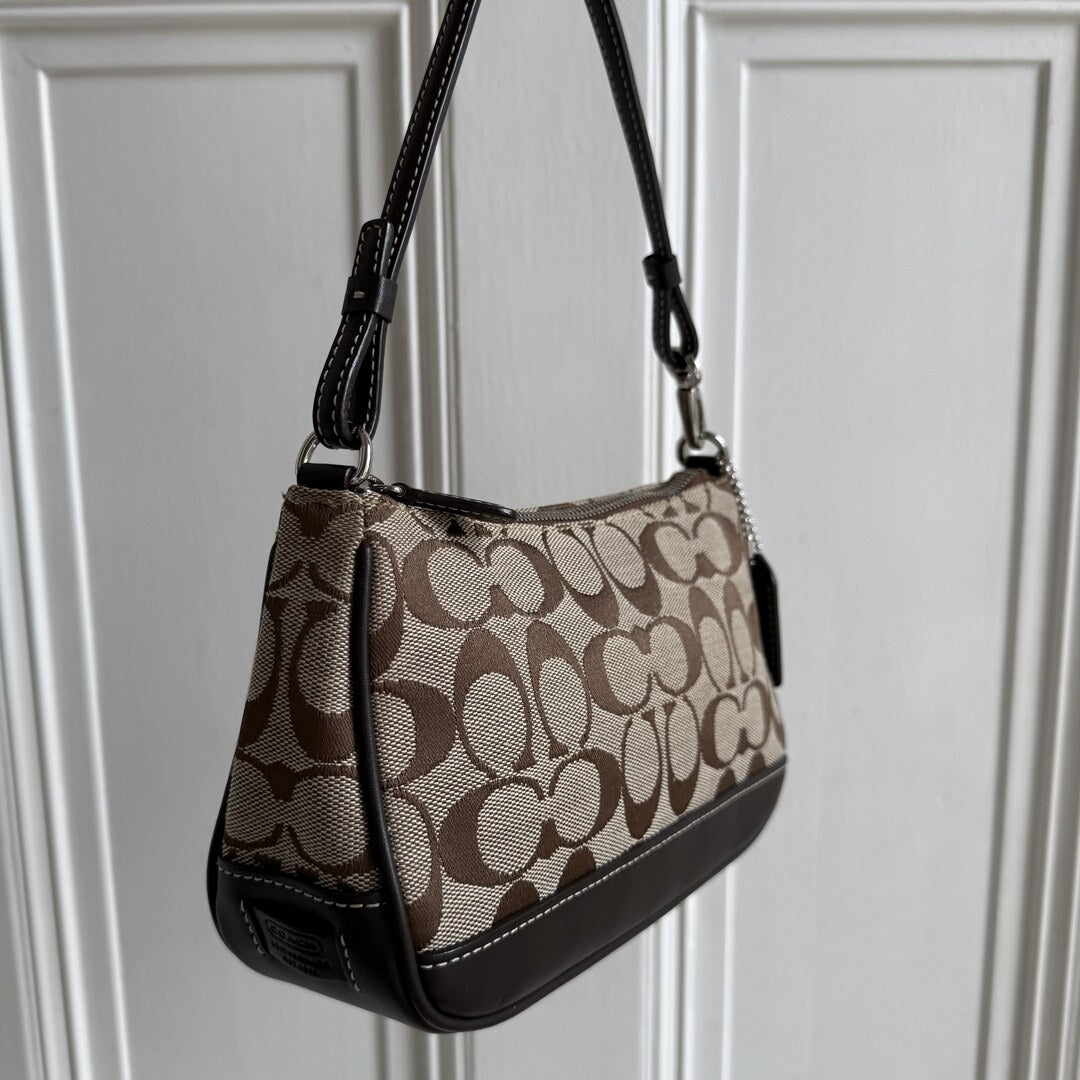 Coach Signature Demi Brown Shoulder Bag