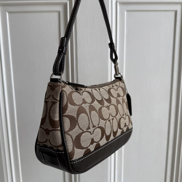 Coach Signature Demi Brown Shoulder Bag