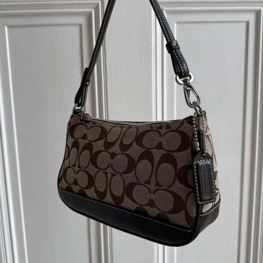 Coach Signature Demi Brown Shoulder Bag