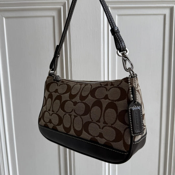 Coach Signature Demi Brown Shoulder Bag