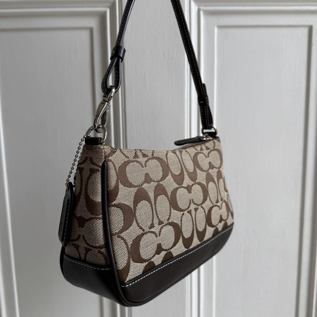Coach Signature Demi Brown Shoulder Bag