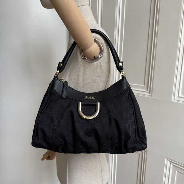 Gucci GG Canvas Abbey Black Shoulder Bag