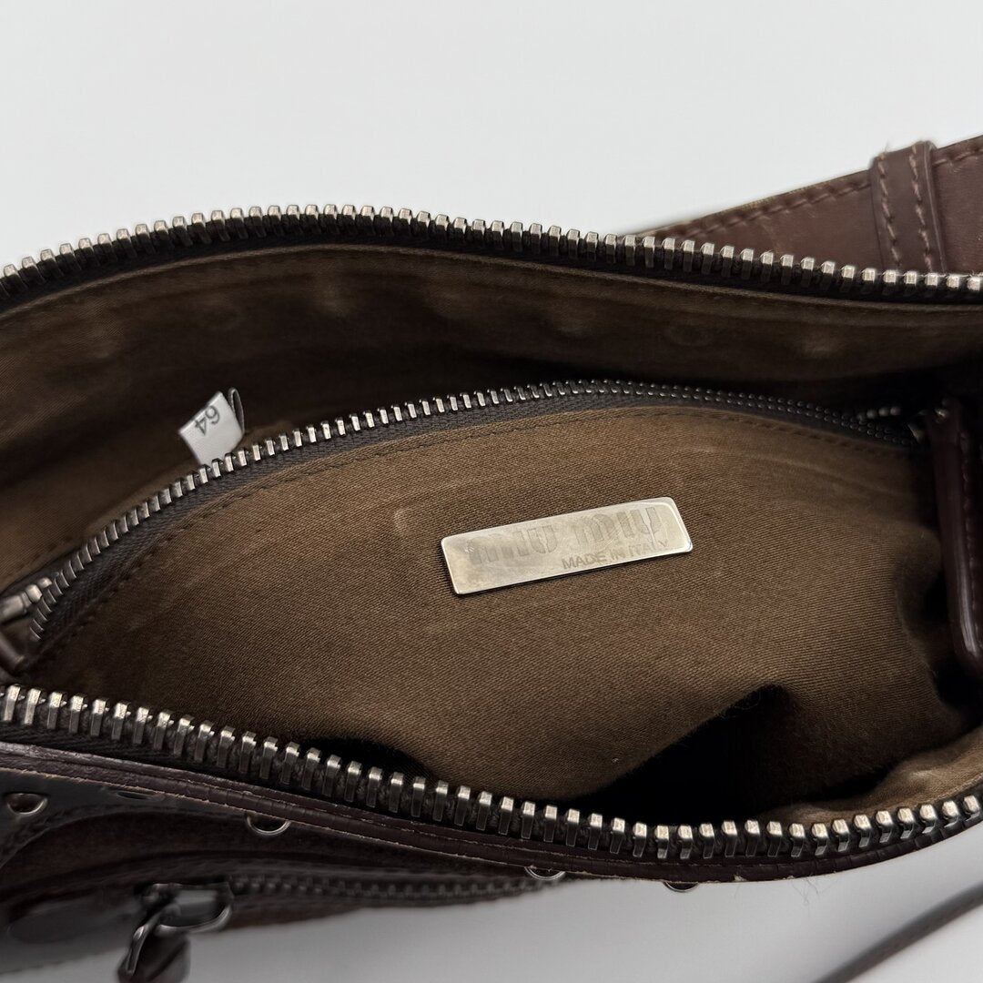 Archive Miu Miu Suede Flower Brown Shoulder Bag