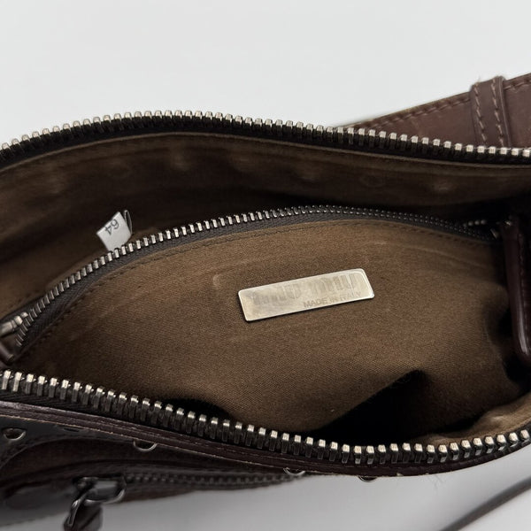 Archive Miu Miu Suede Flower Brown Shoulder Bag