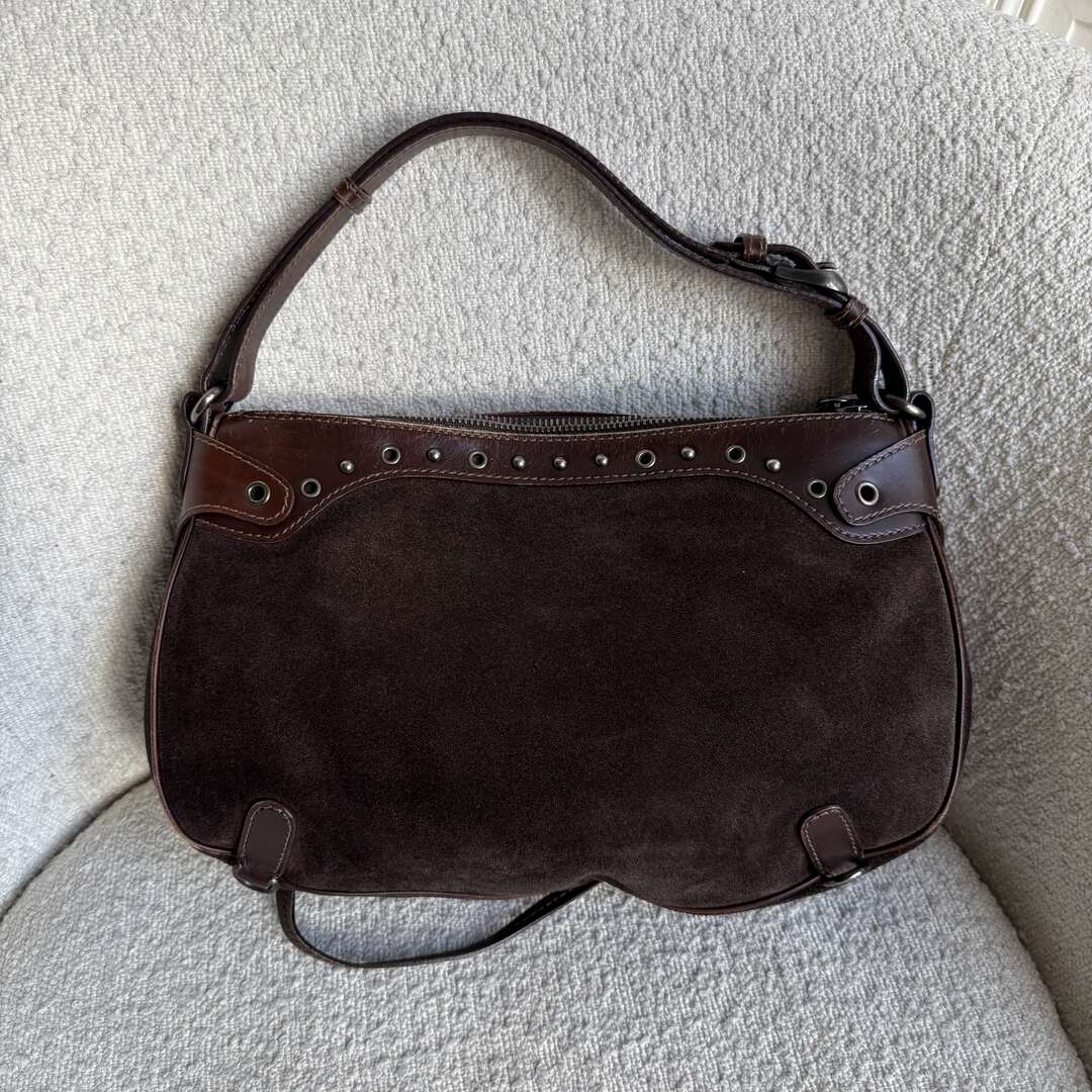 Archive Miu Miu Suede Flower Brown Shoulder Bag