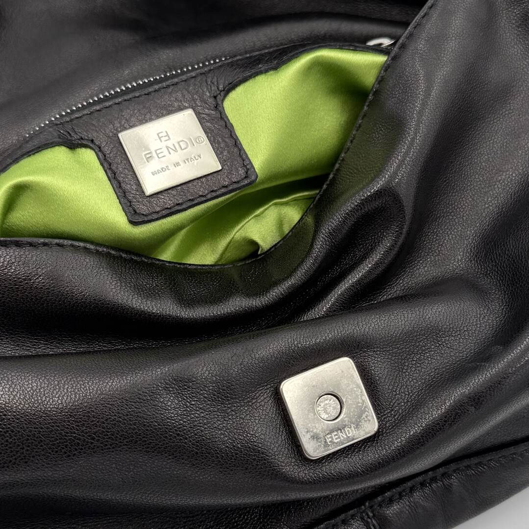 Fendi Mamma Baguette Black Leather Shoulder Bag