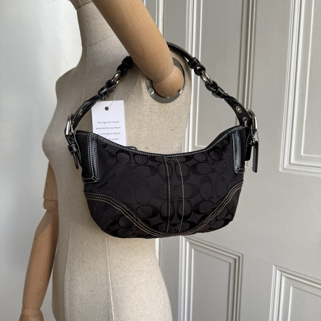 Coach Signature Black Croissant Shoulder Bag