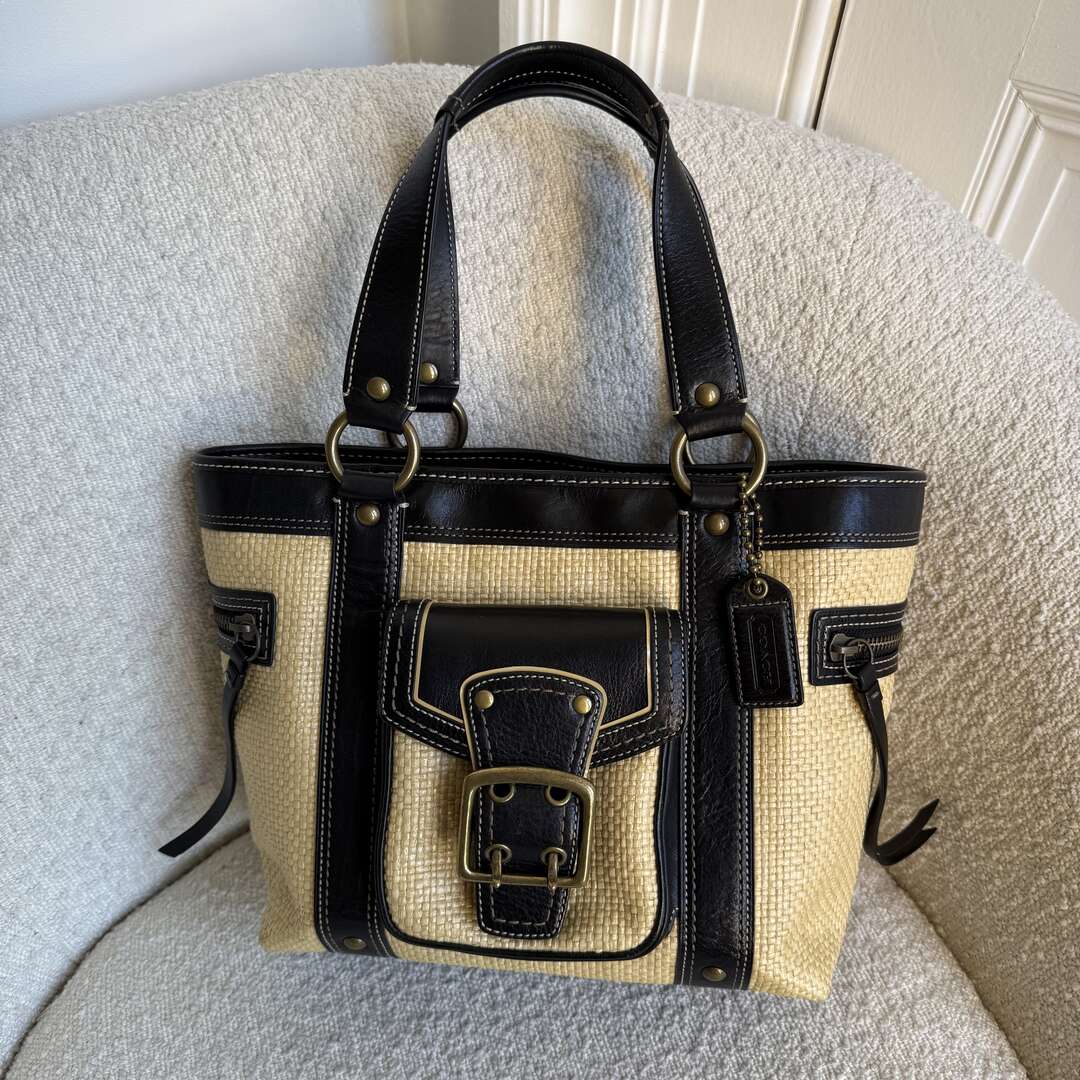 Coach Legacy Straw Black Handbag