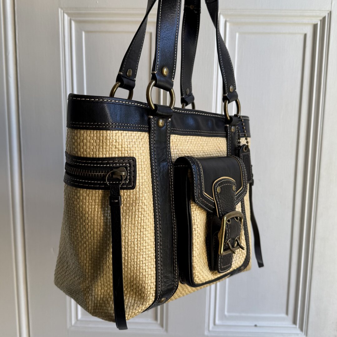 Coach Legacy Straw Black Handbag