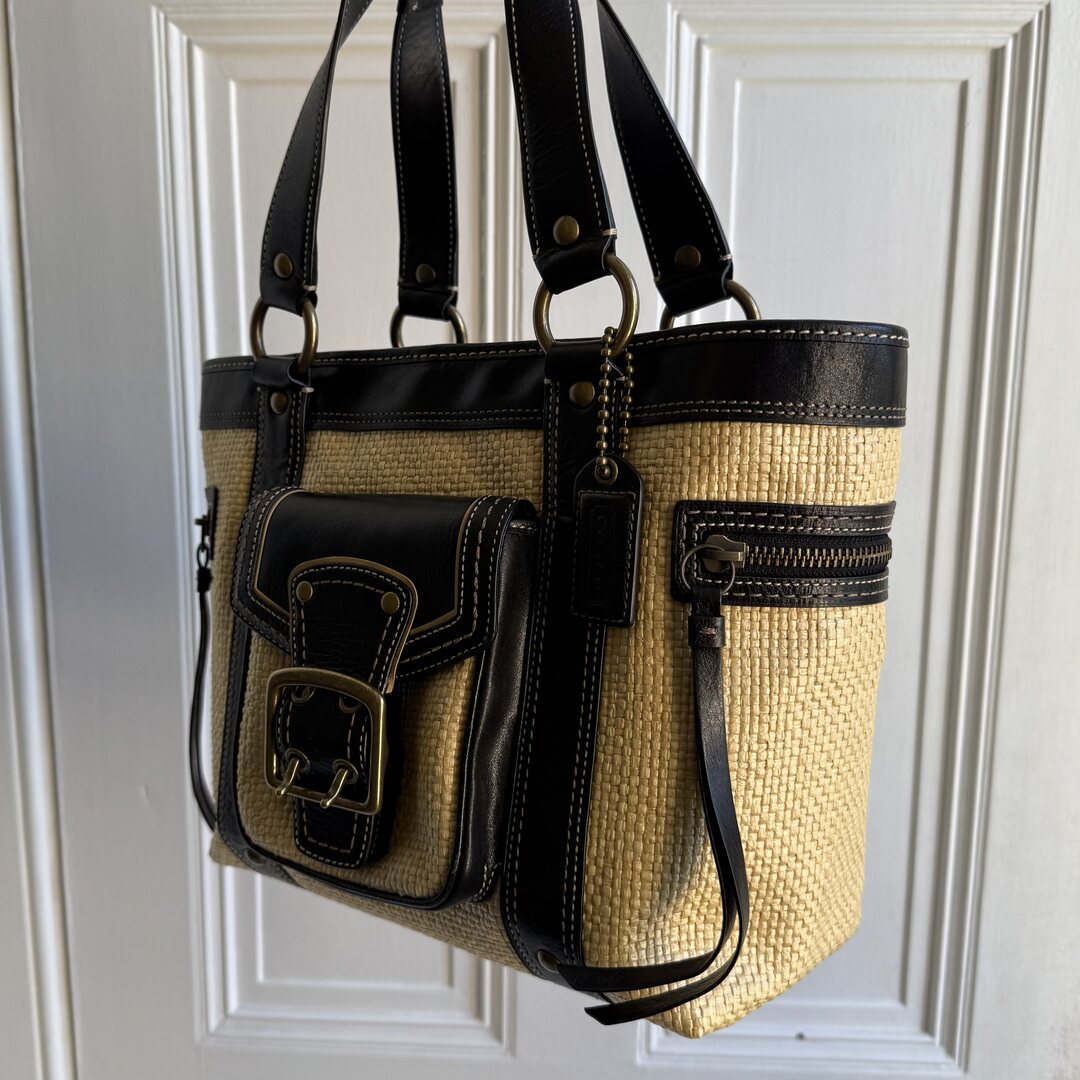 Coach Legacy Straw Black Handbag