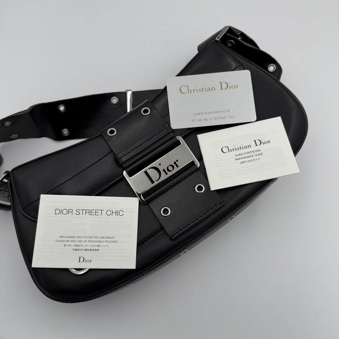 Dior Street Chic Columbus Black Leather Shoulder Bag