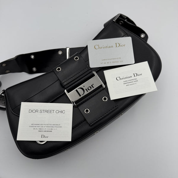 Dior Street Chic Columbus Black Leather Shoulder Bag