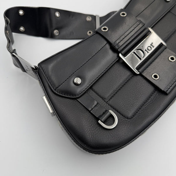 Dior Street Chic Columbus Black Leather Shoulder Bag