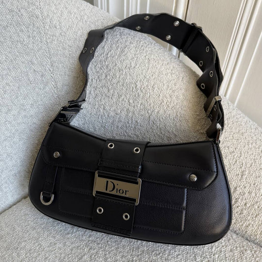 Dior Street Chic Columbus Black Leather Shoulder Bag