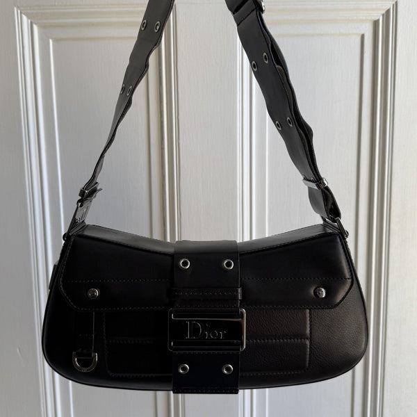 Dior Street Chic Columbus Black Leather Shoulder Bag