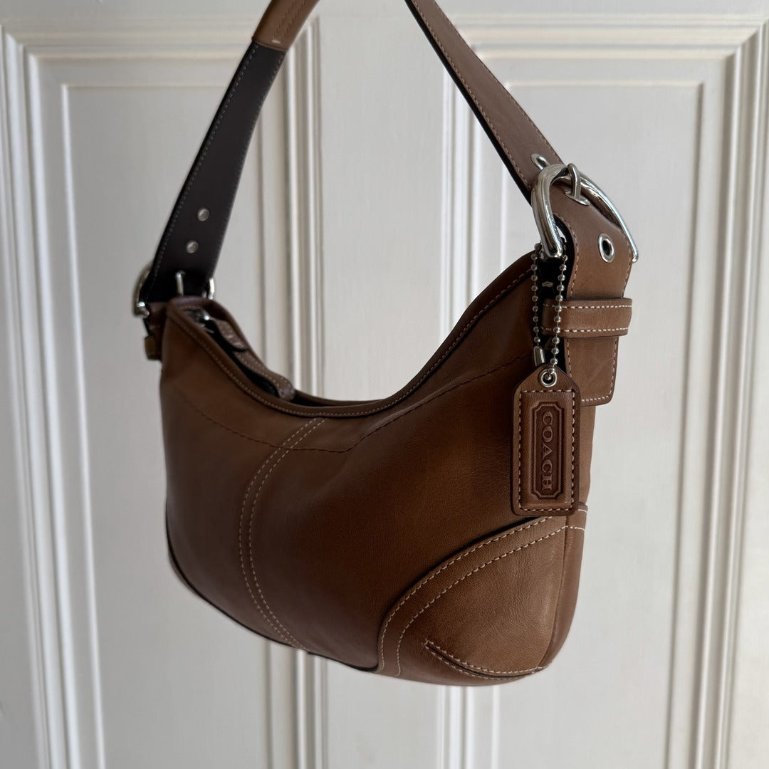 Coach Croissant Leather Brown Shoulder Bag