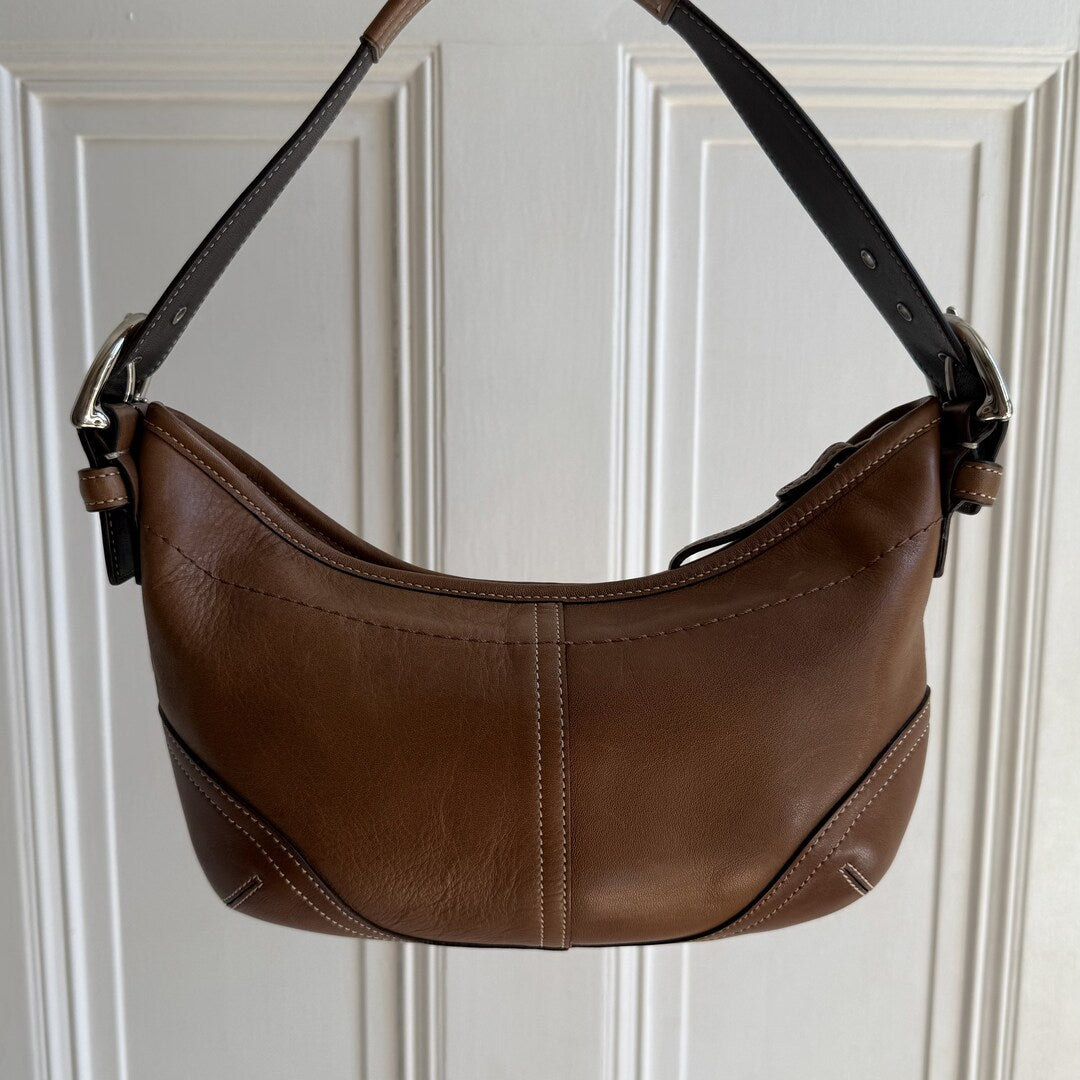 Coach Croissant Leather Brown Shoulder Bag