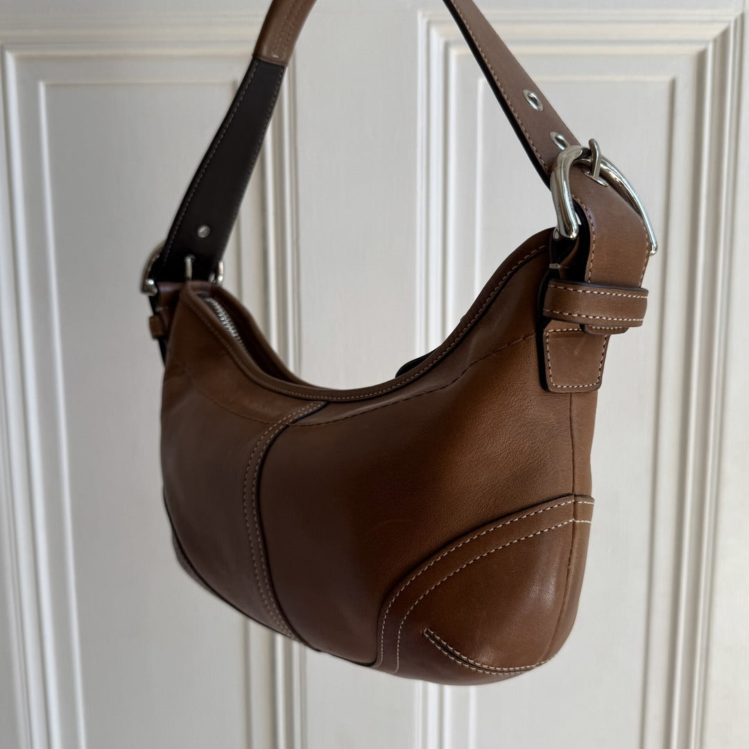 Coach Croissant Leather Brown Shoulder Bag