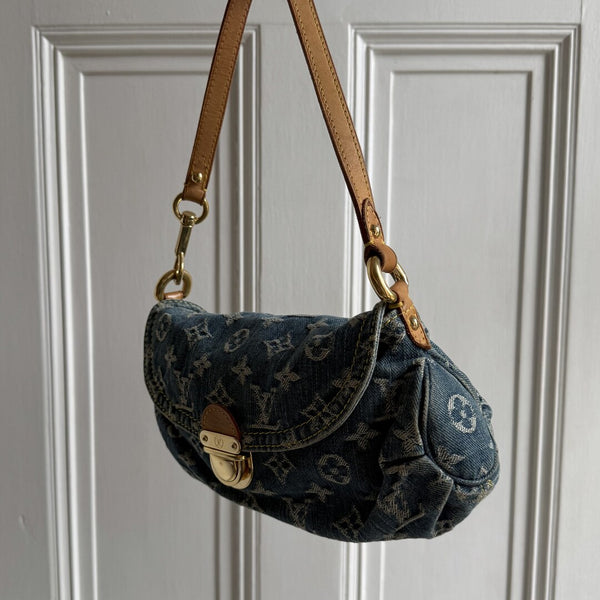 2005 Louis Vuitton Blue Denim Pleaty Shoulder Bag