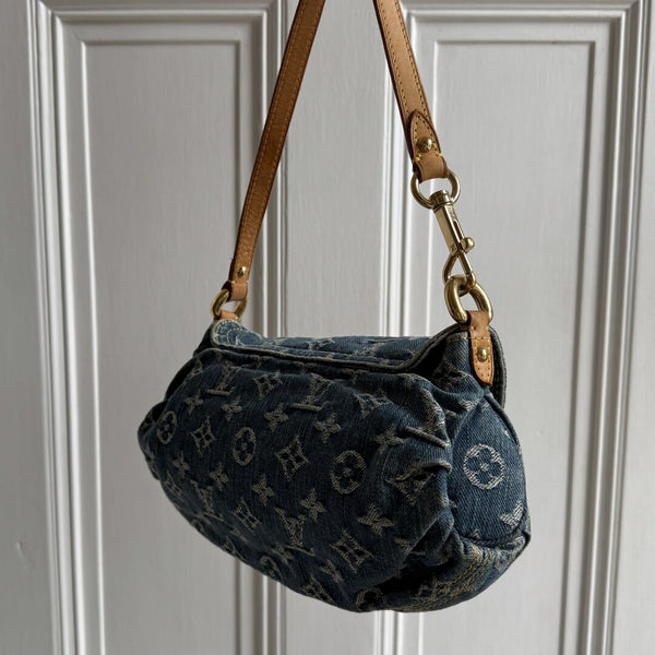 2005 Louis Vuitton Blue Denim Pleaty Shoulder Bag