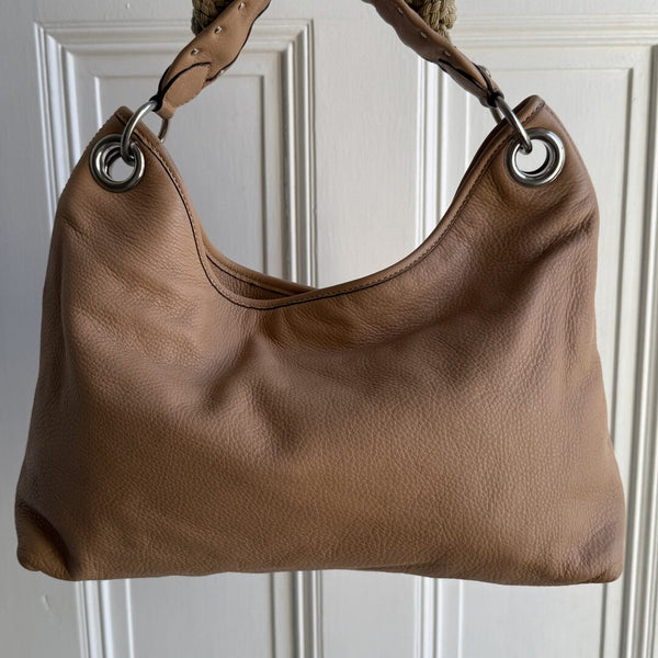 Miu Miu Hobo Leather Beige Shoulder Bag