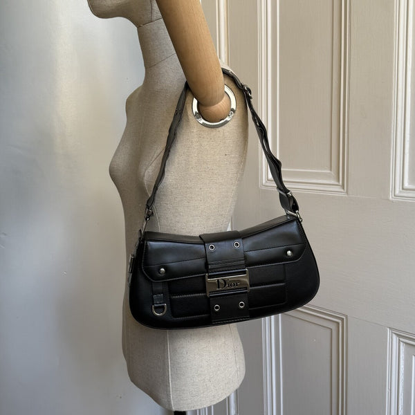 Dior Street Chic Columbus Black Leather Shoulder Bag