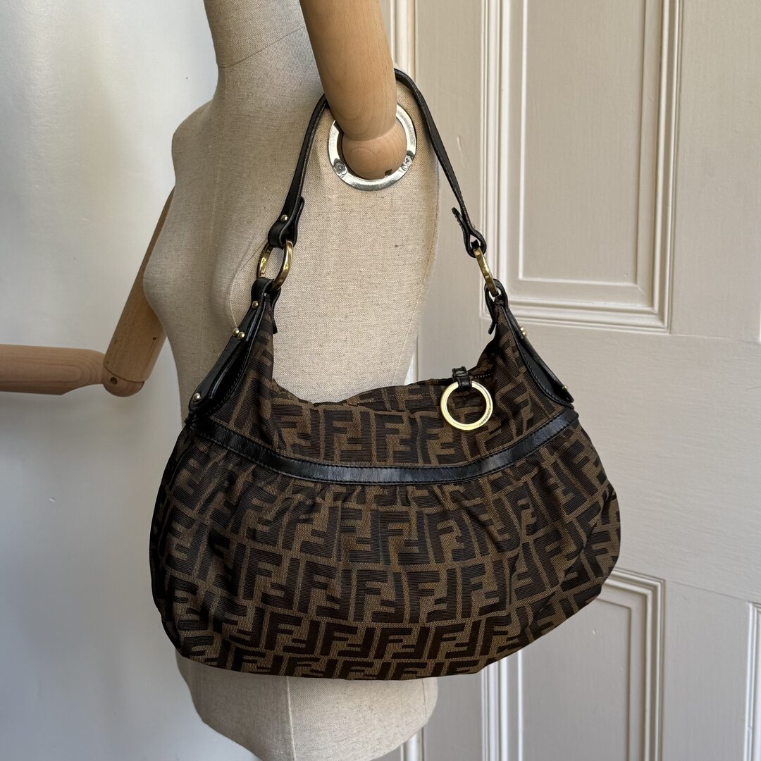 Fendi Zucca Charm Shoulder Bag