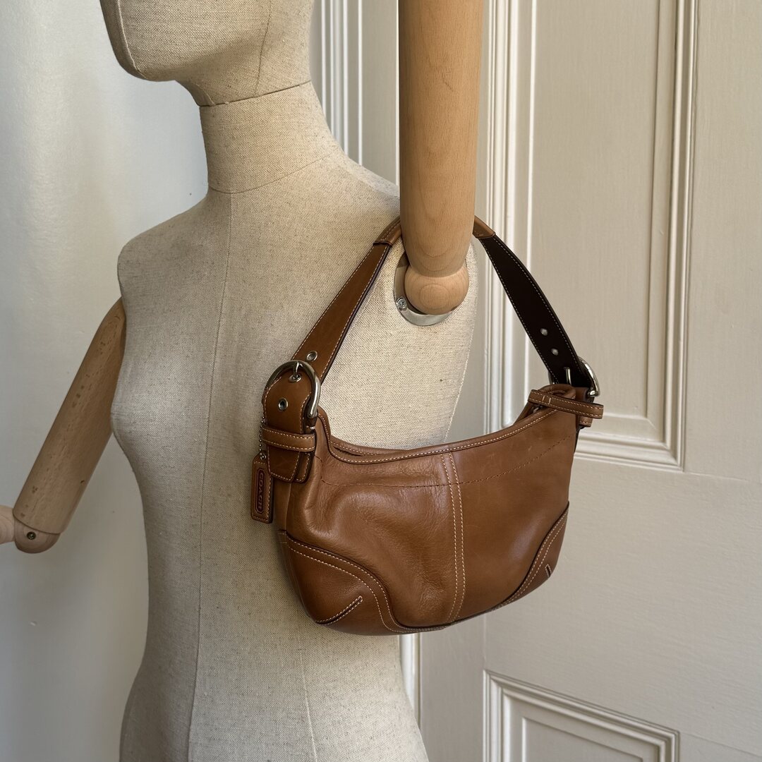 Coach Croissant Leather Brown Shoulder Bag