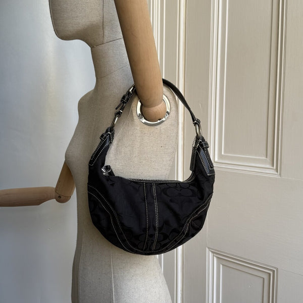 Coach Signature Croissant Black Shoulder Bag
