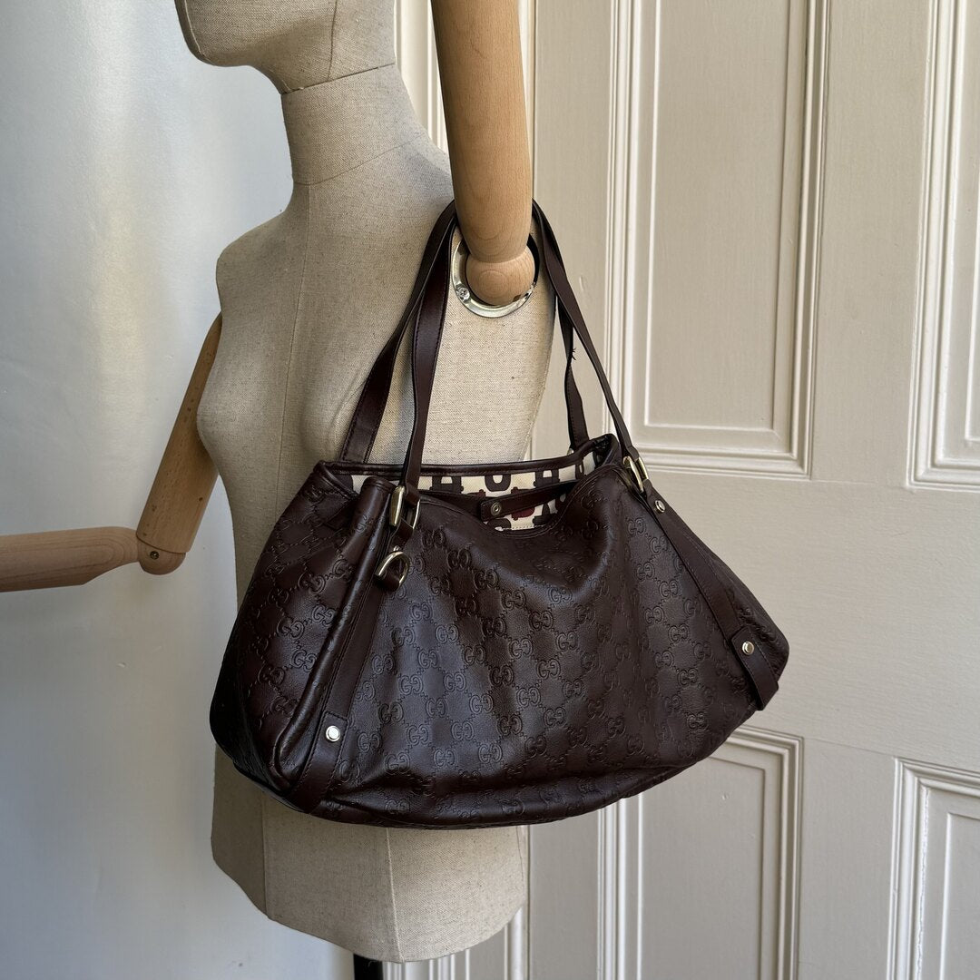 Gucci Guccissima Abbey Leather Brown Tote Bag