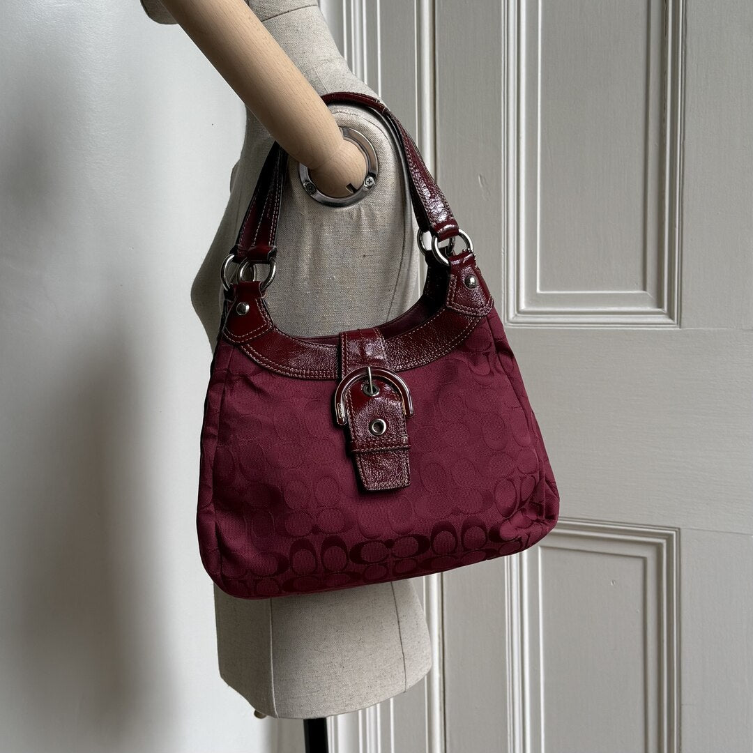Coach Signature Hobo Red Shoulder Bag