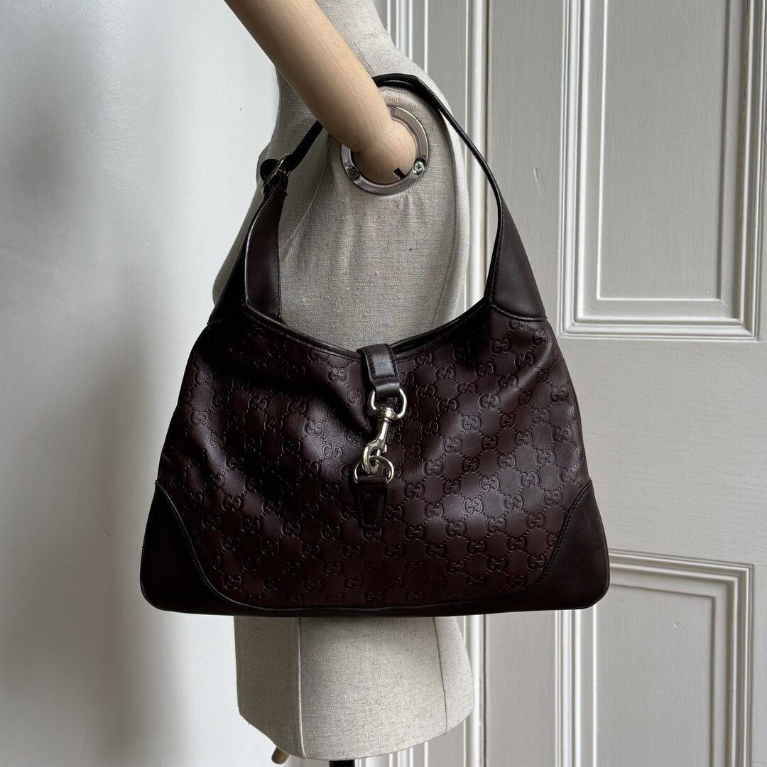 Gucci Guccissima Jackie Leather Brown Shoulder Bag