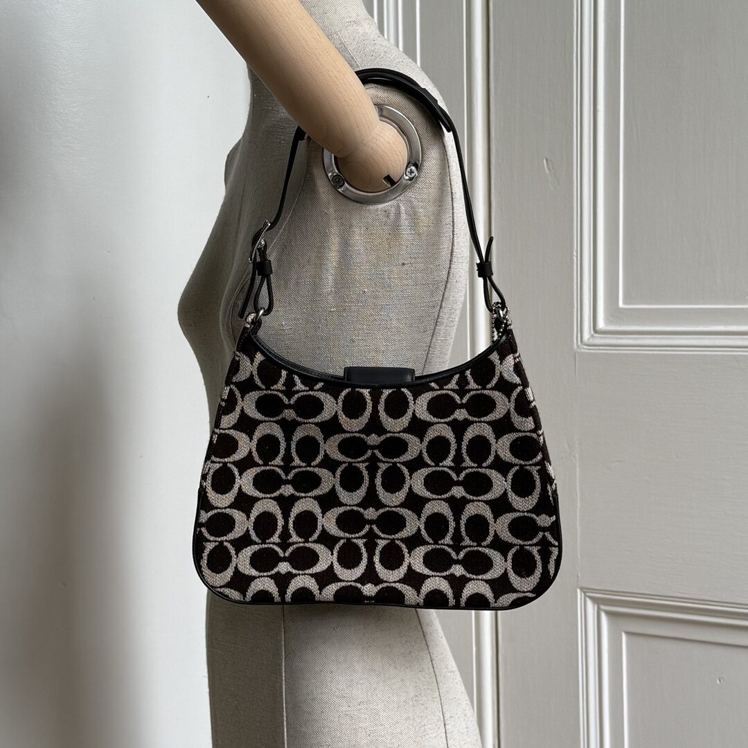 Coach Signature Wool Cream Shoulder Bag