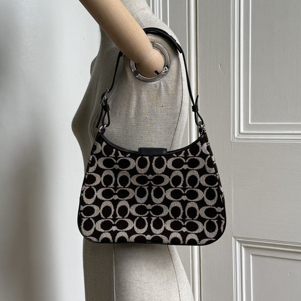 Coach Signature Wool Cream Shoulder Bag