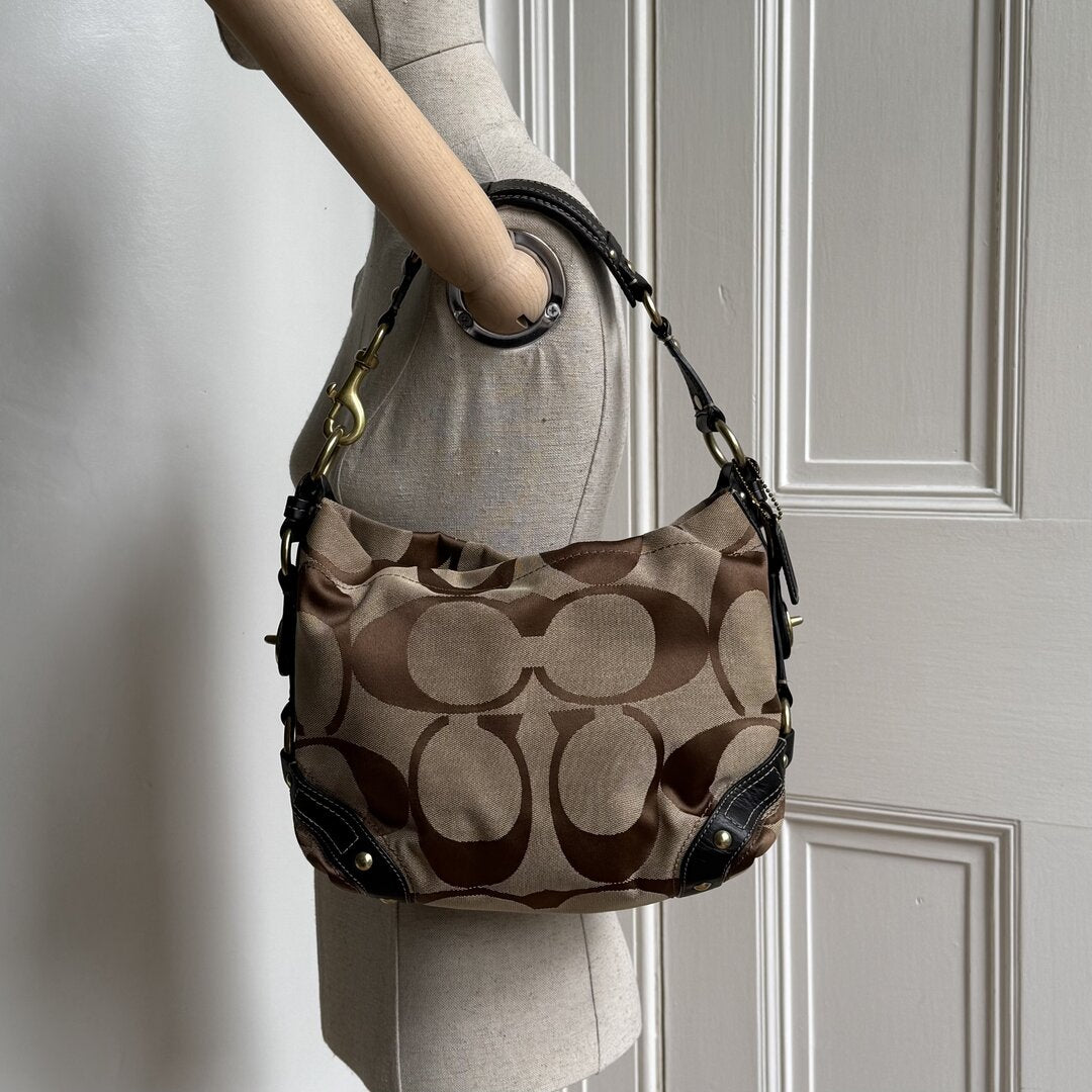 Coach Signature Studded Black Shoulder Bag
