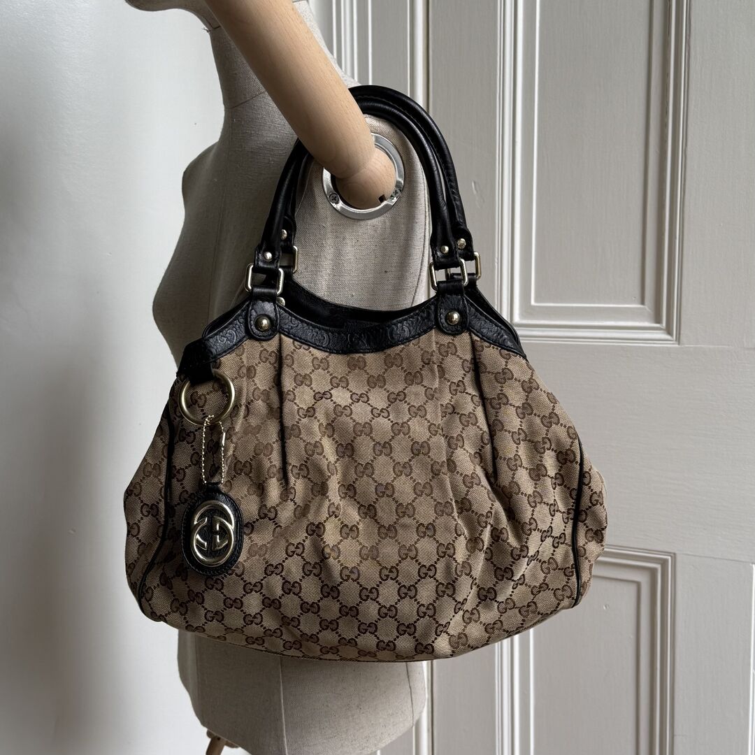 Gucci Monogram Sukey Black Tote Bag