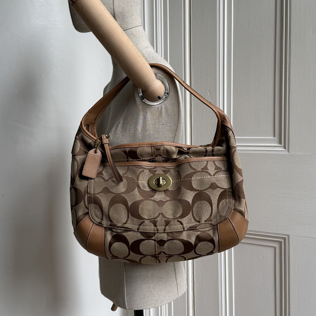 Coach Signature Hobo Brown XL Shoulder Bag