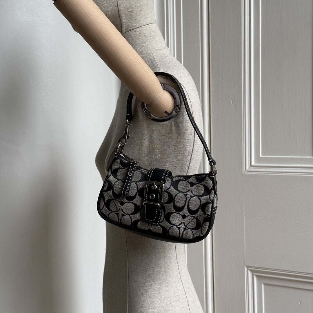 Coach Signature Mini Buckle Black Shoulder Bag