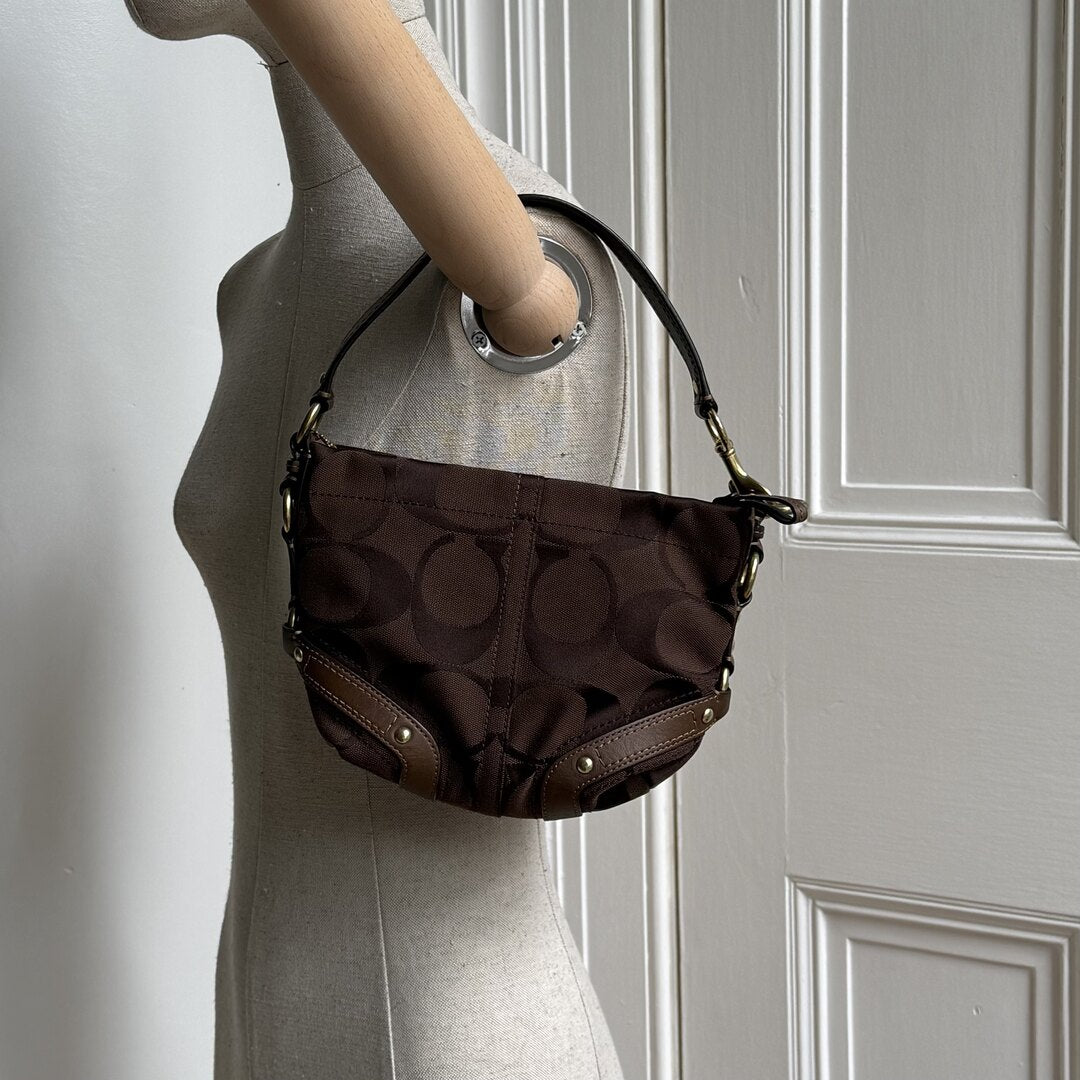 Coach Signature Studded Brown Mini Handbag