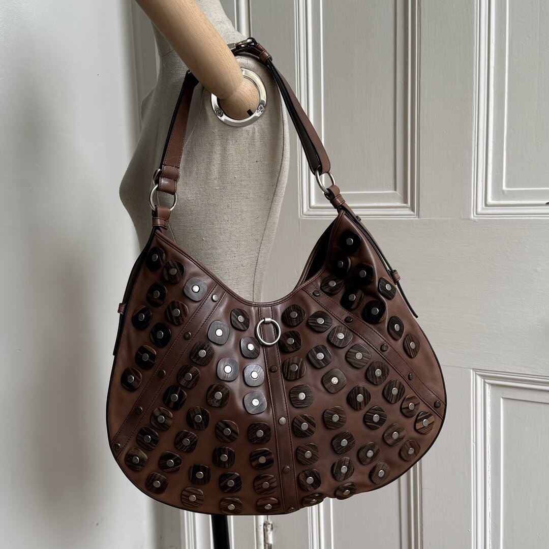 Yves Saint Laurent Studded Hobo Brown Shoulder Bag