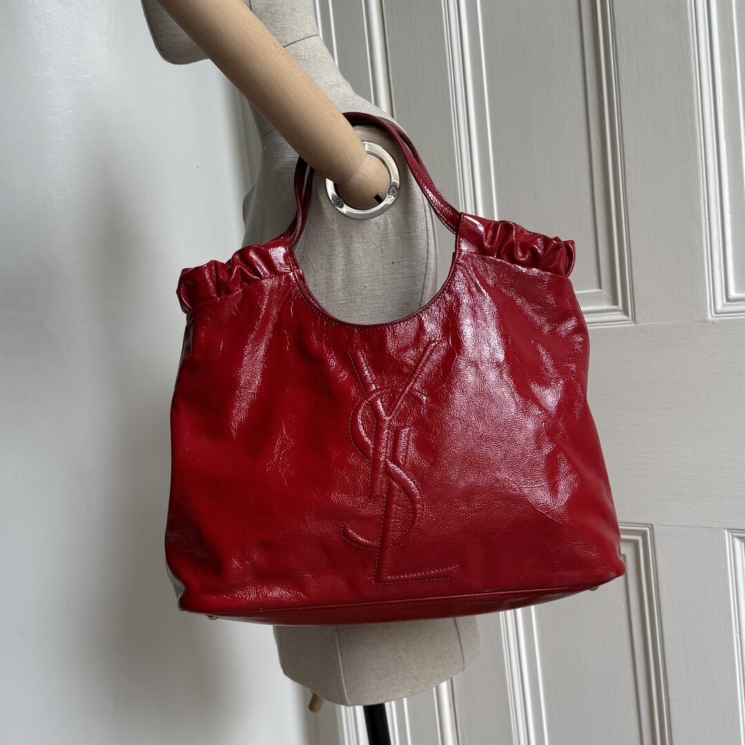 Yves Saint Laurent Hobo Patent Leather Red Tote Bag