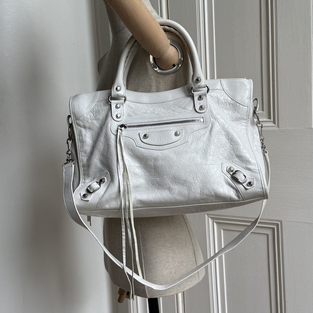 2025 Balenciaga Le City White Leather Bag