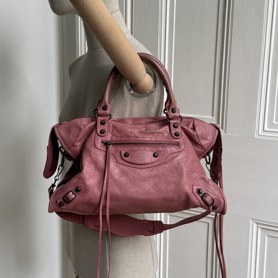 2013 Balenciaga The City Leather Pink Shoulder Bag