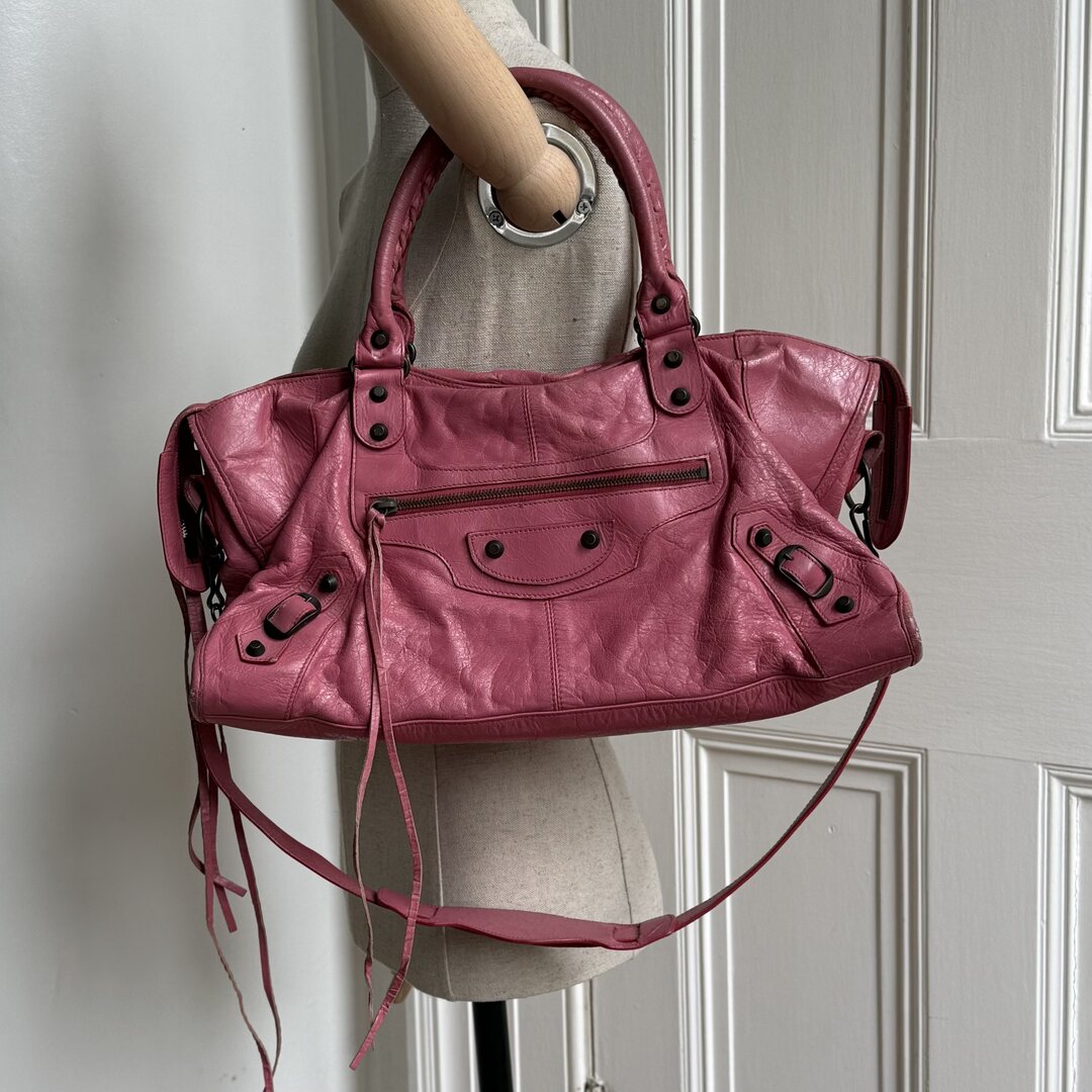 2003 Balenciaga The City Leather Pink Shoulder Bag