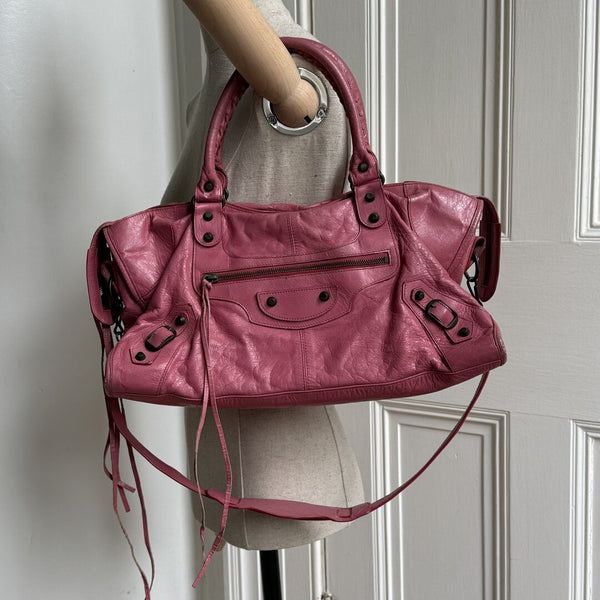 2003 Balenciaga The City Leather Pink Shoulder Bag